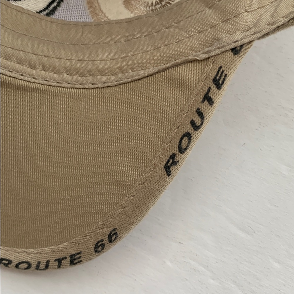 Sports Cap - Route 66 Beige Baseball Cap w/ Embroidered & Adjustable Strap-back - Picture 10 of 13